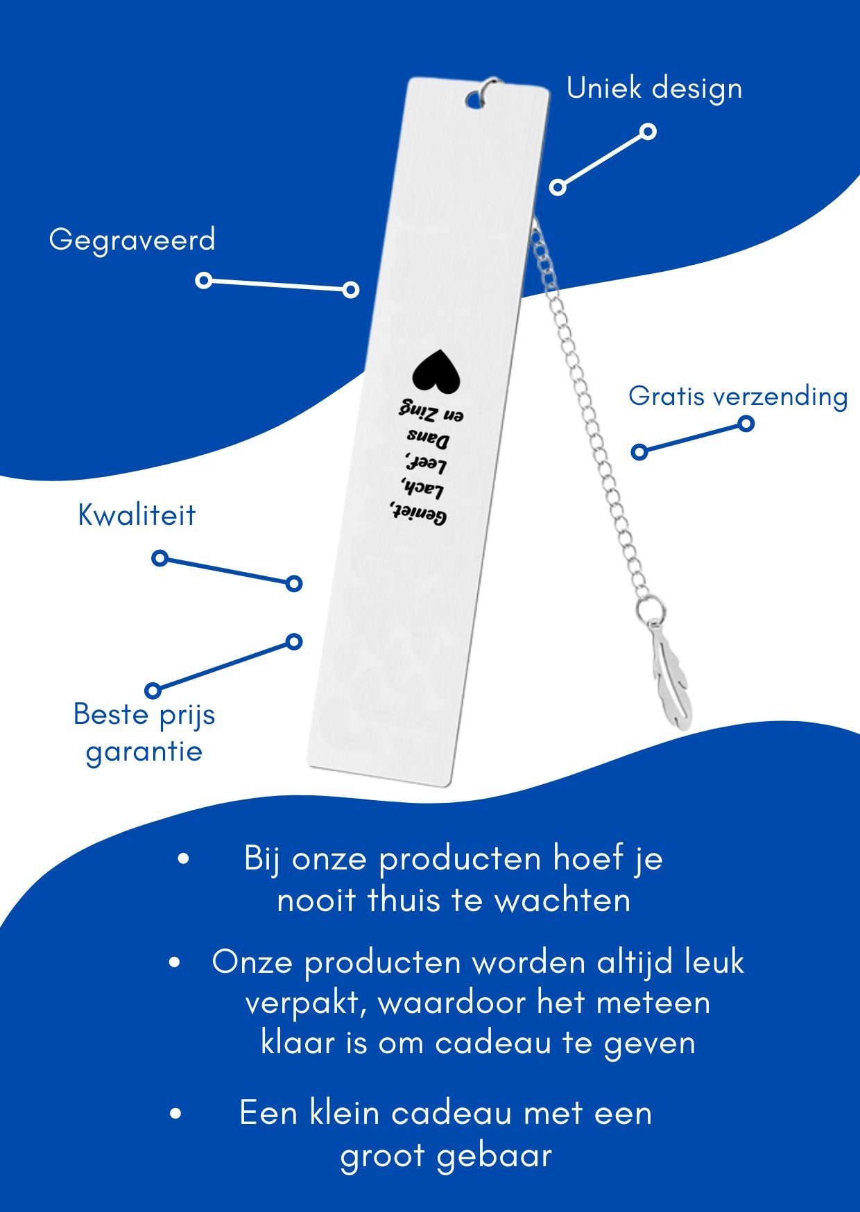 geniet lach leef dans en zing boekenlegger