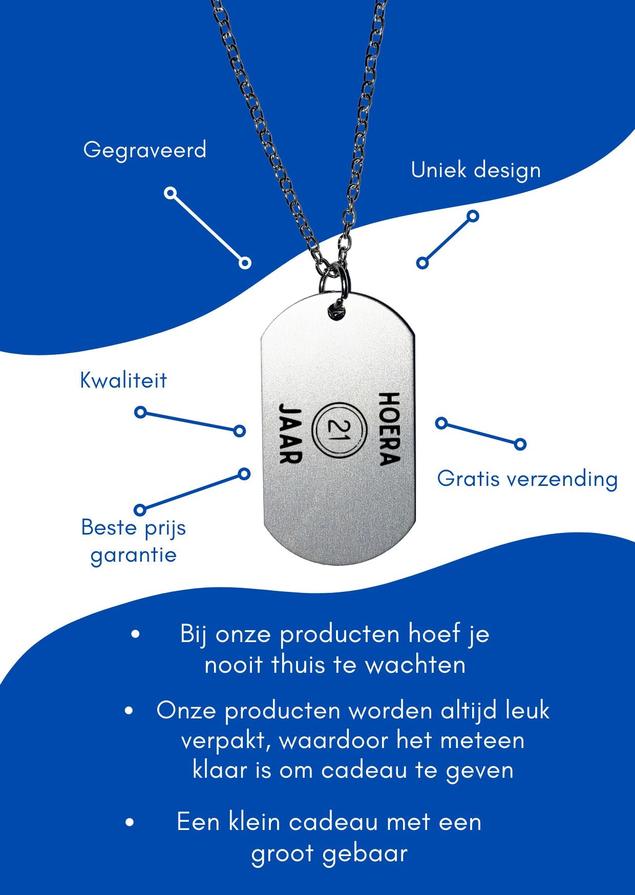 hoera 21 jaar ketting