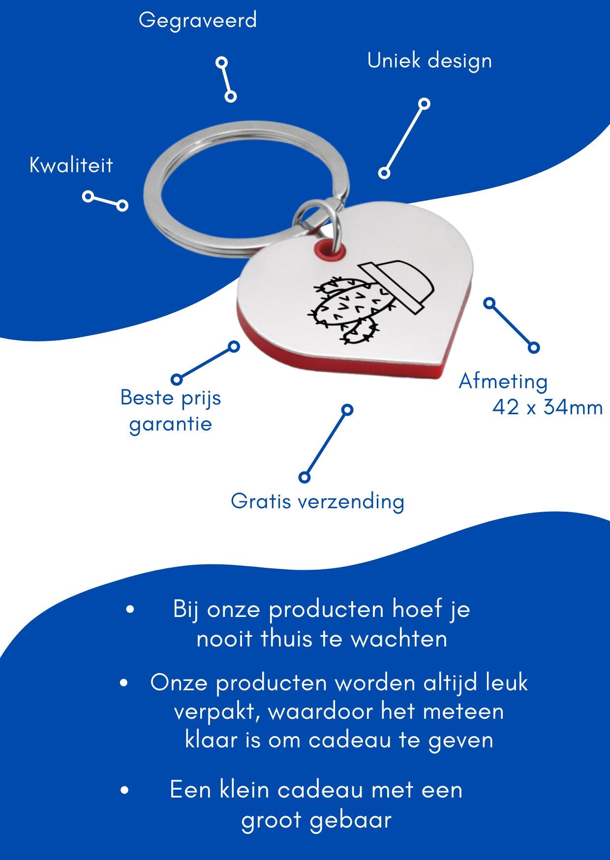 cactus sleutelhanger hartvorm