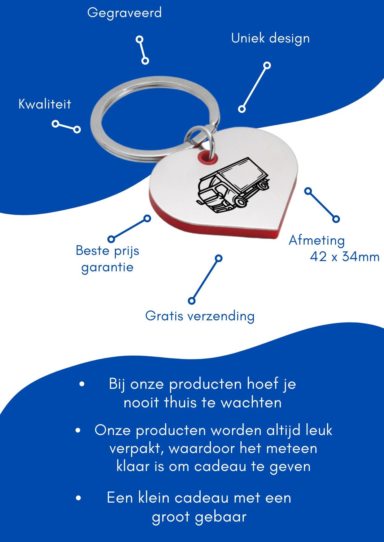 vrachtwagen sleutelhanger hartvorm
