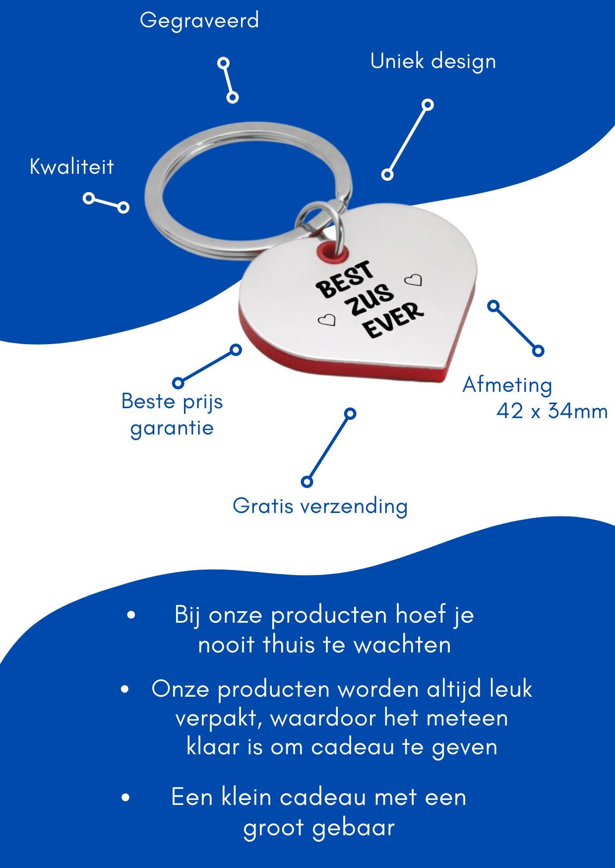 beste zus ever sleutelhanger hartvorm