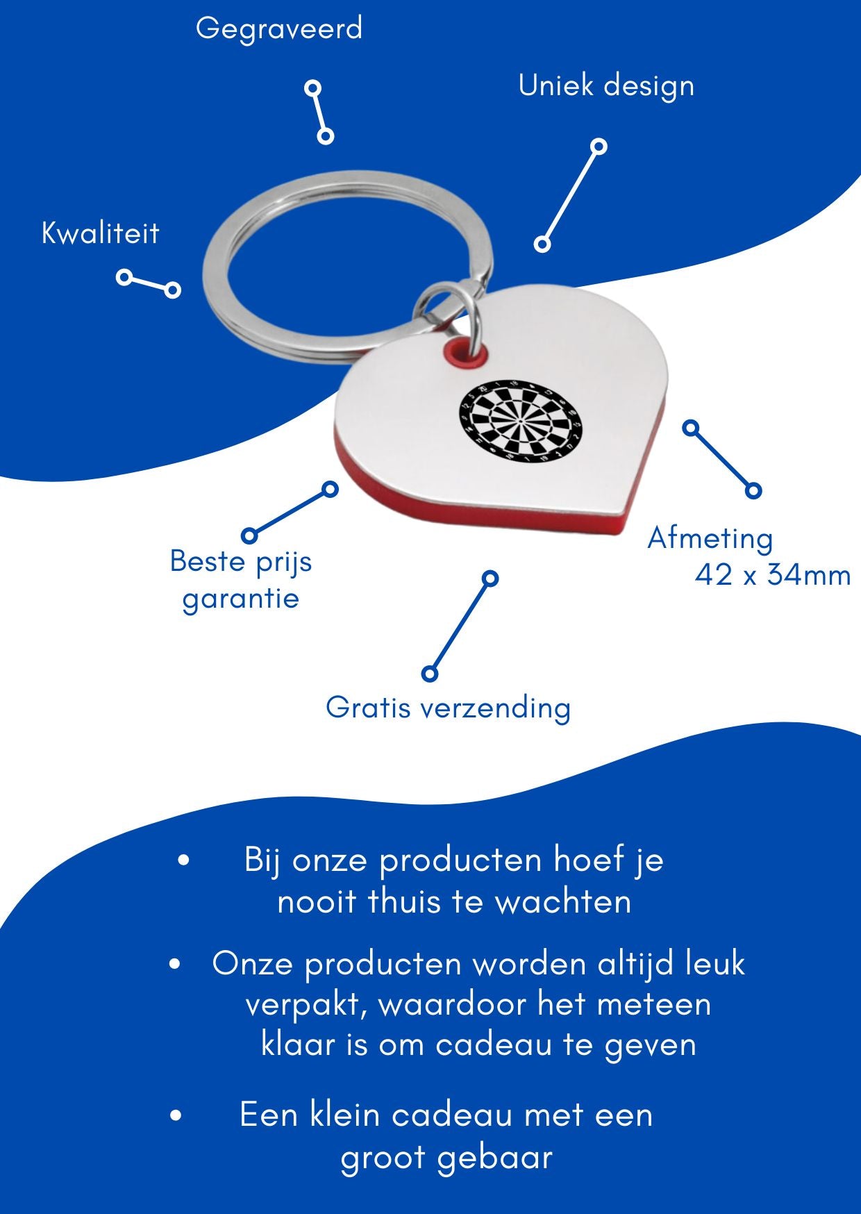 darten sleutelhanger hartvorm