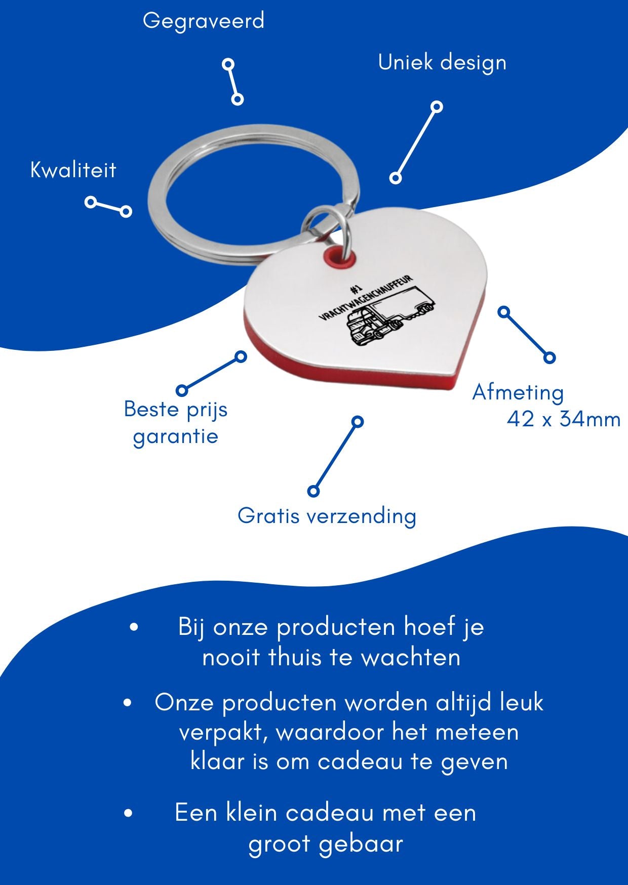 nummer 1 vrachtwagenchauffeur sleutelhanger hartvorm