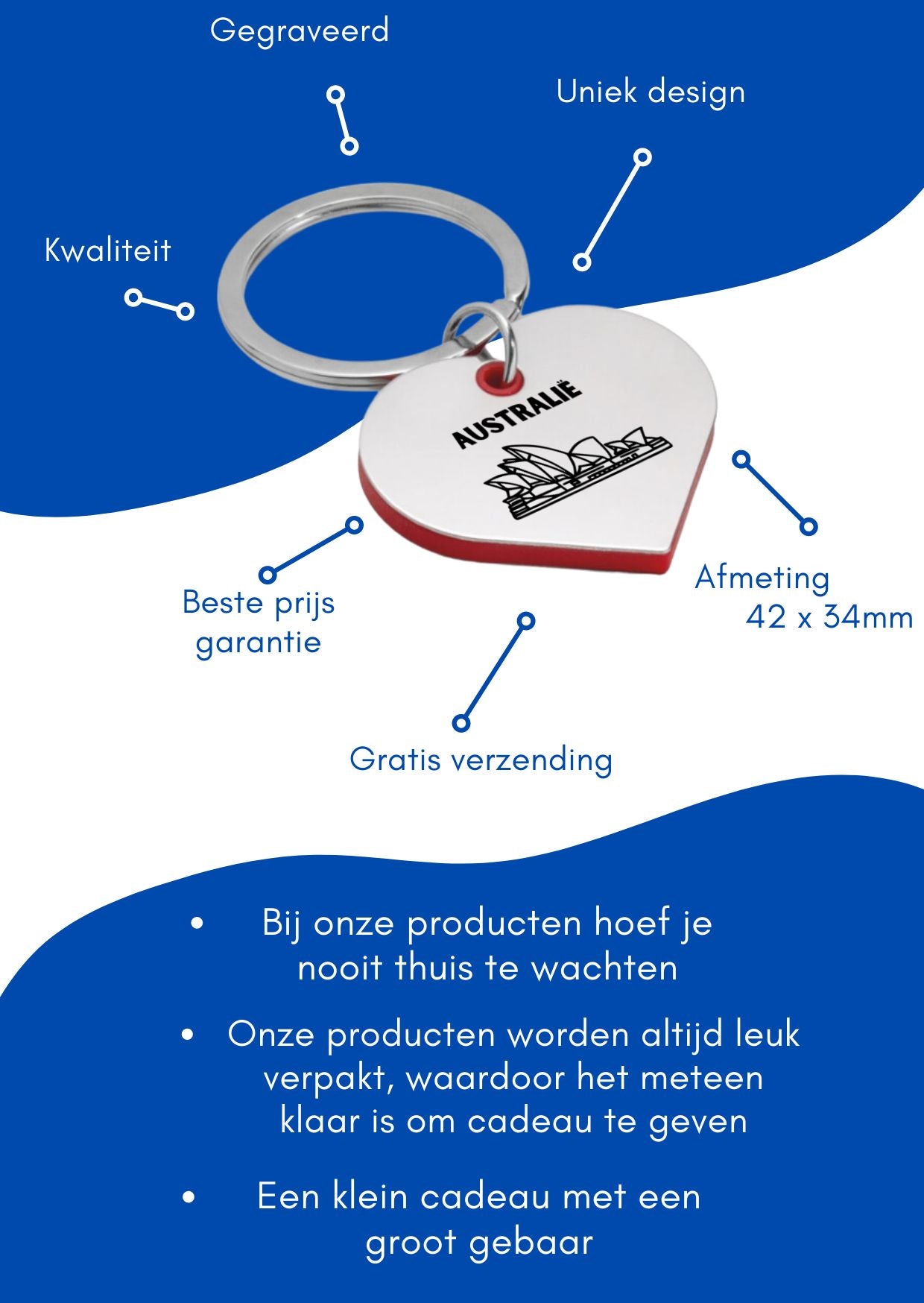 australië sleutelhanger hartvorm