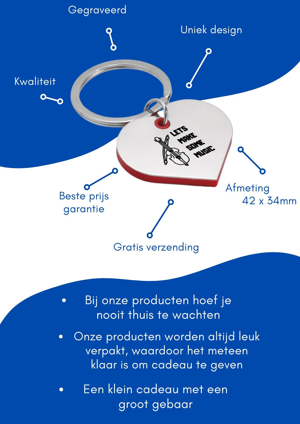 viool sleutelhanger hartvorm