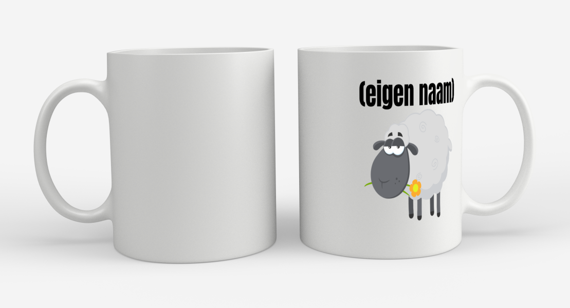 schaap met eigen naam Koffiemok - Theemok