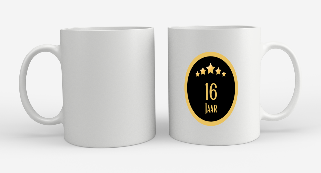 16 jaar Koffiemok - Theemok