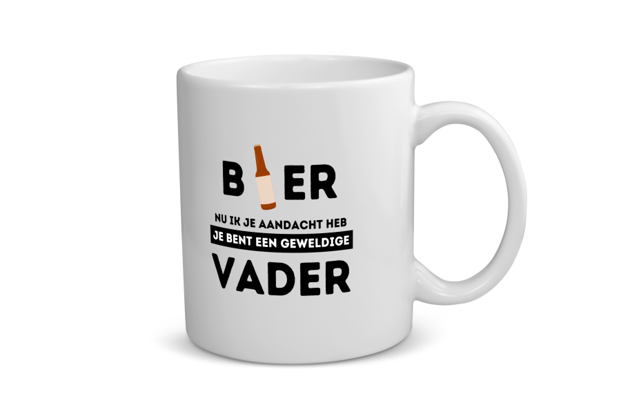bier, nu ik je aandacht heb je bent een geweldige vader Koffiemok - Theemok