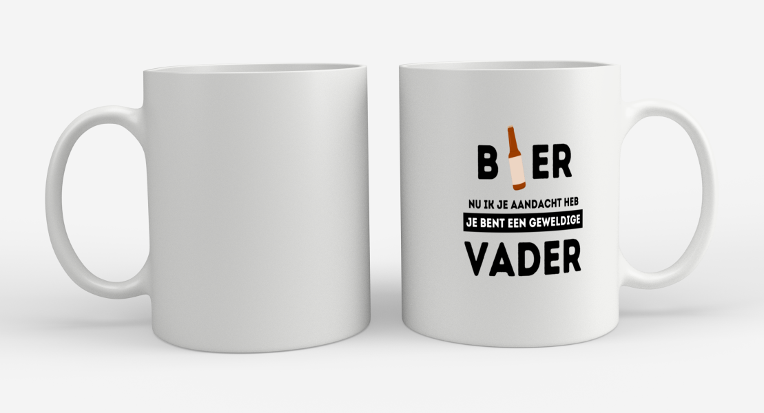 bier, nu ik je aandacht heb je bent een geweldige vader Koffiemok - Theemok