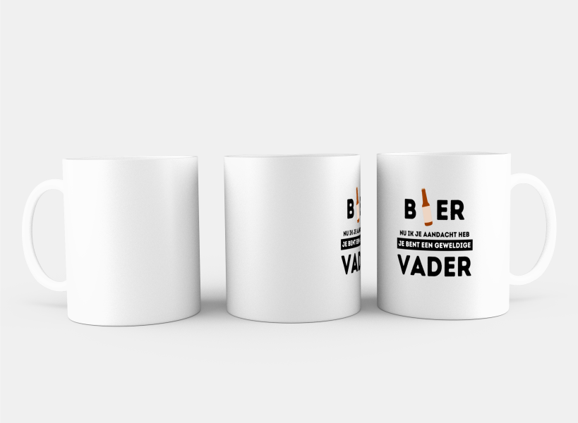 bier, nu ik je aandacht heb je bent een geweldige vader Koffiemok - Theemok