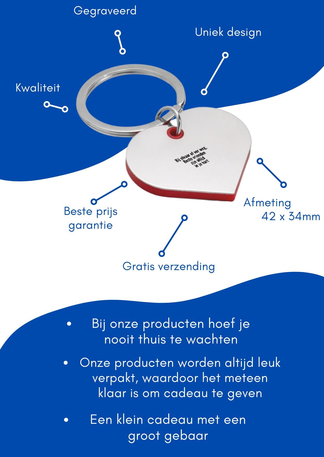 bij elkaar of ver weg, beste vrienden zijn altijd in je hart sleutelhanger hartvorm