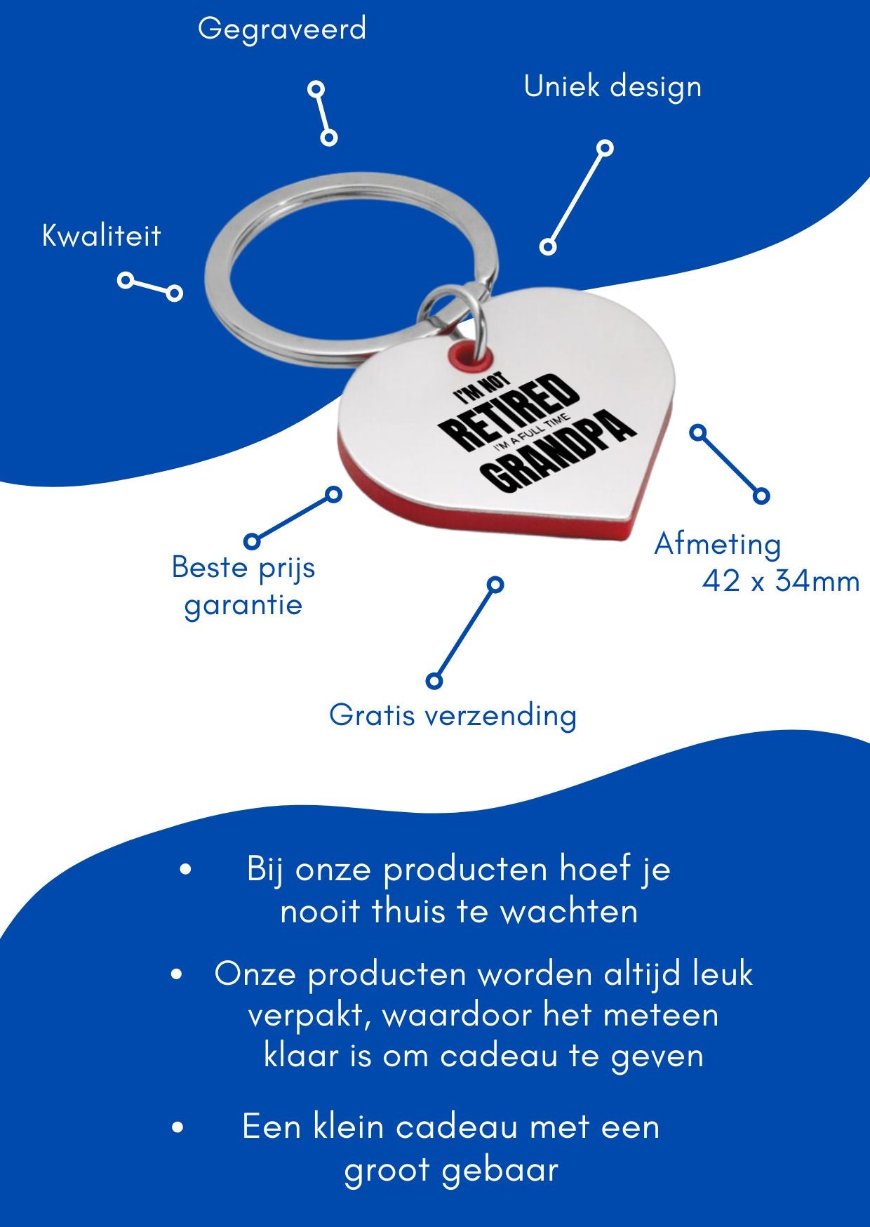 ik ben niet gepensioneerd maar en voltijd opa sleutelhanger hartvorm