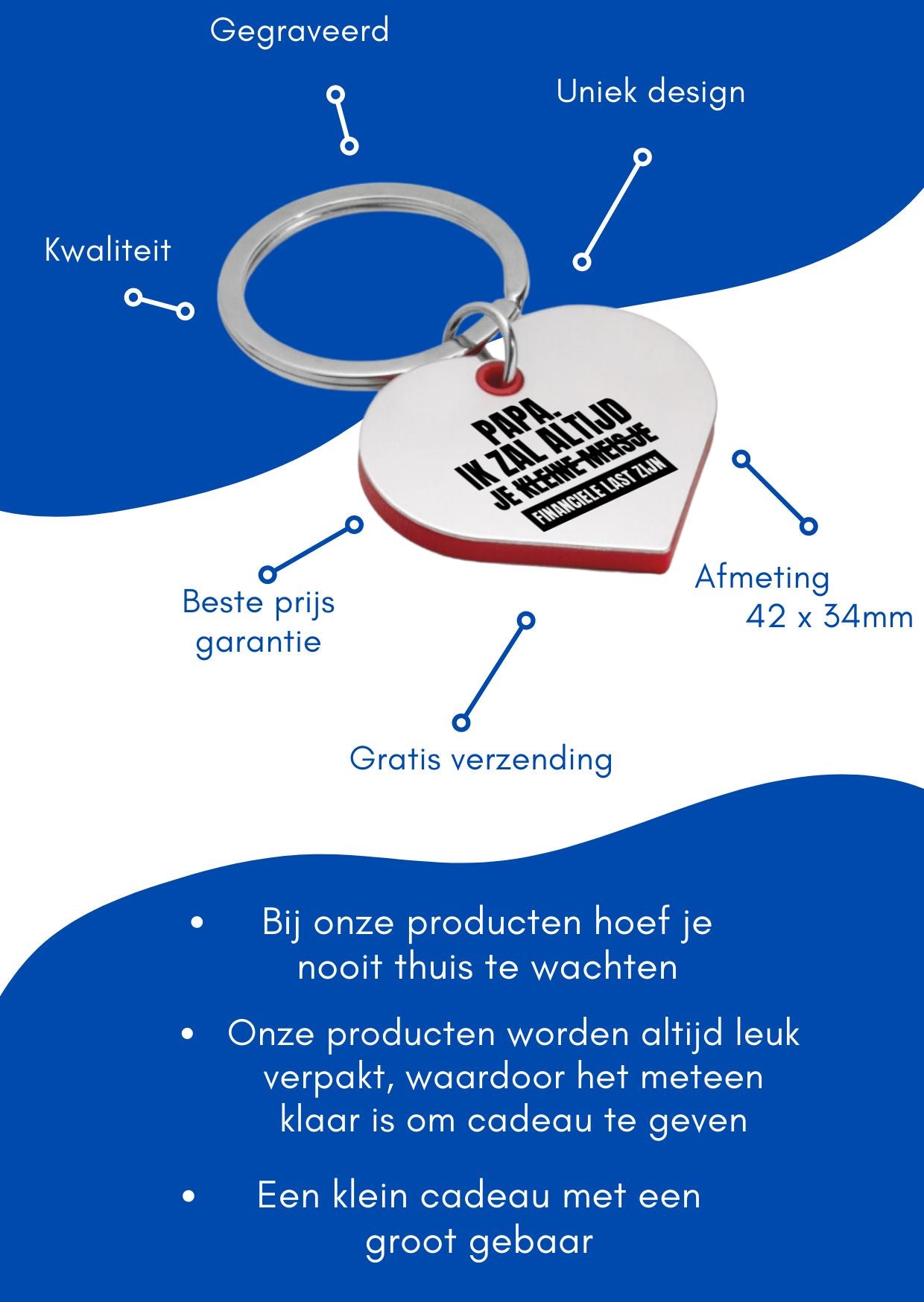 papa ik zal altijd je financiële last zijn sleutelhanger hartvorm