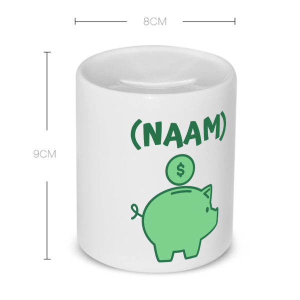 groene piggy bank met eigen naam Spaarpot