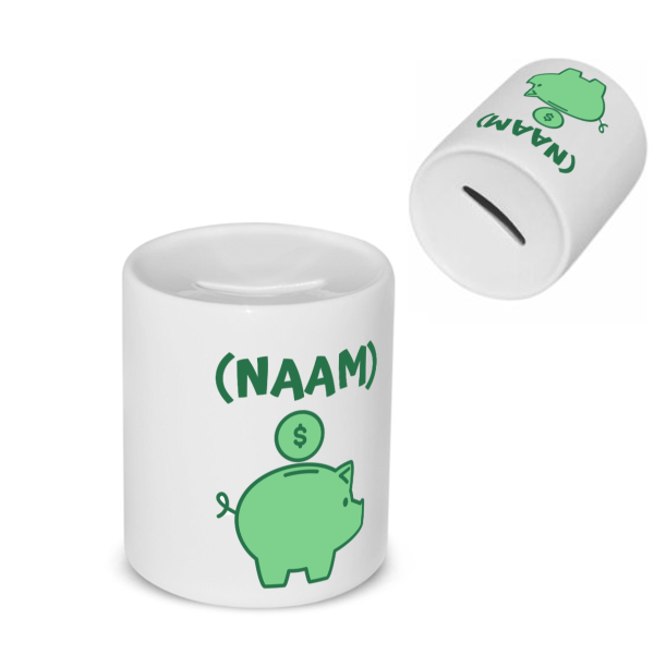 groene piggy bank met eigen naam Spaarpot
