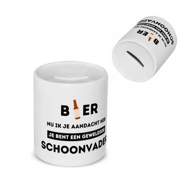 bier, nu ik je aandacht heb je bent een geweldige schoonvader Spaarpot