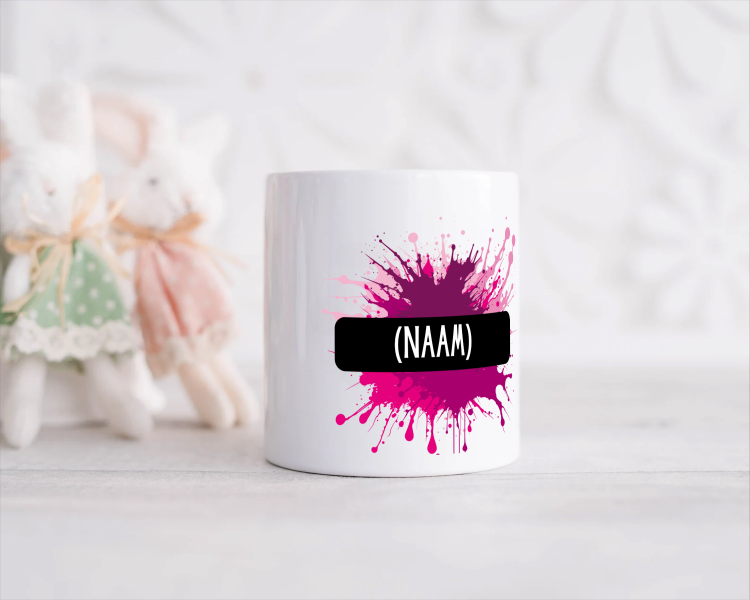 verfvlek roze/paars met je eigen naam Spaarpot