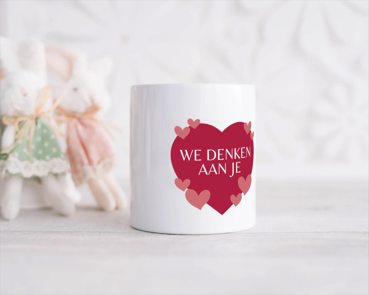 we denken aan je hartje en kleine hartjes Spaarpot