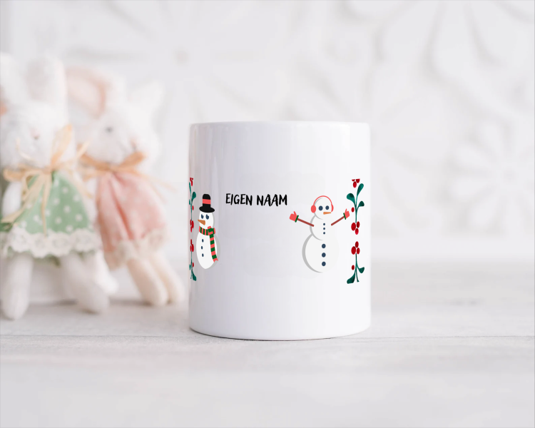 kerst mok sneeuwpoppen met eigen naam Spaarpot