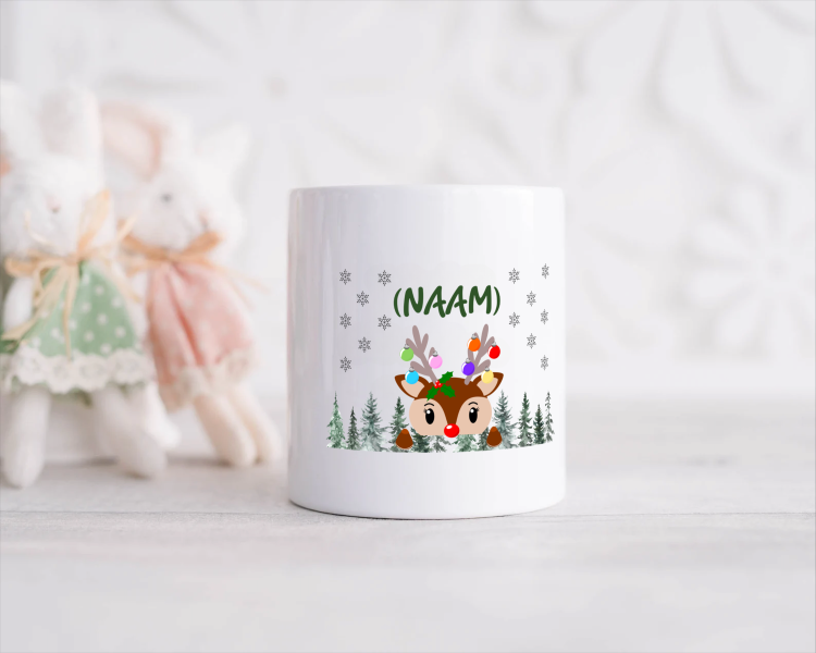 kerst mok rendier met eigen naam Spaarpot