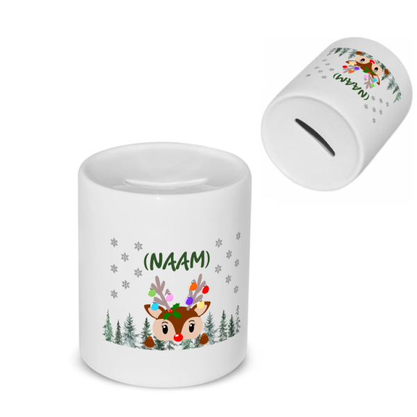 kerst mok rendier met eigen naam Spaarpot