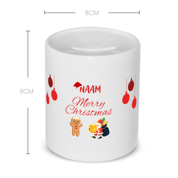 kerst mok merry christmas met eigen naam Spaarpot