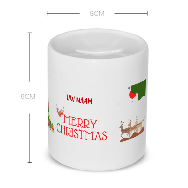 kerst mok merry christmas met eigen naam Spaarpot