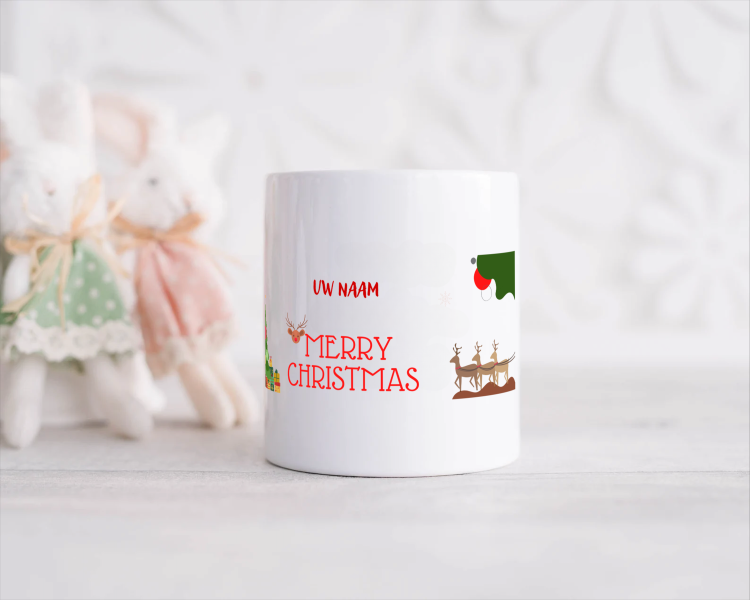 kerst mok merry christmas met eigen naam Spaarpot