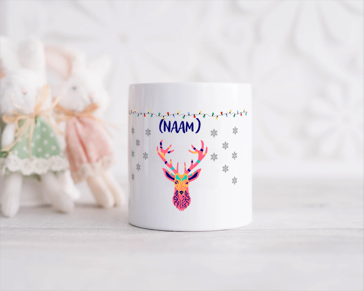 kerst mok rendier met eigen naam Spaarpot