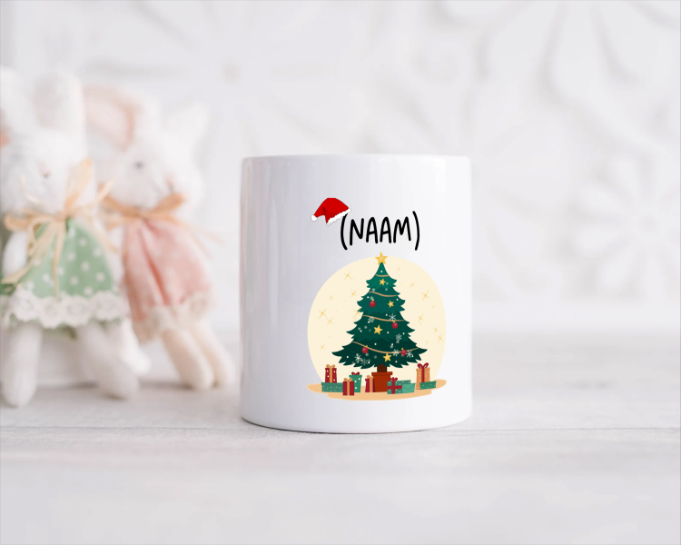 kerst mok kerstboom met eigen naam Spaarpot
