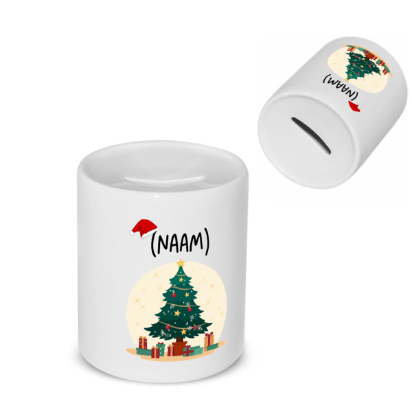 kerst mok kerstboom met eigen naam Spaarpot