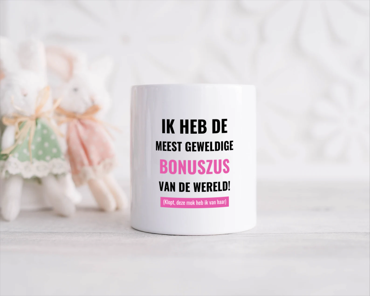 ik heb de meest geweldige bonuszus van wereld (klopt, deze mok heb ik van haar) Spaarpot