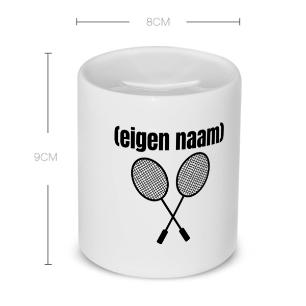 2 badminton rackets met eigen naam Spaarpot