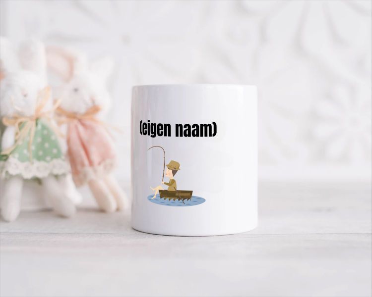 visser in een bootje met eigen naam Spaarpot
