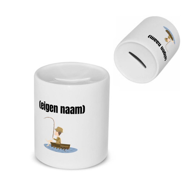 visser in een bootje met eigen naam Spaarpot
