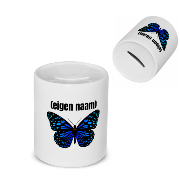 blauwe vlinder met eigen naam Spaarpot