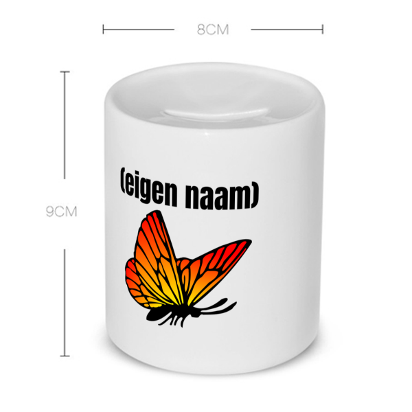 oranje vlinder met eigen naam Spaarpot