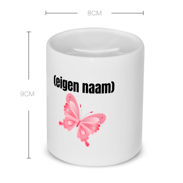 roze vlinder met eigen naam Spaarpot
