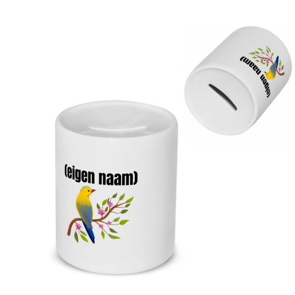 vogel in een boom met eigen naam Spaarpot