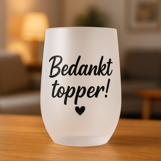 Gepersonaliseerd Wijnglas 400 ml – Frosted Glas | Stijlvol & Uniek Cadeau  Bedankt