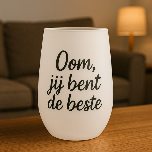 Gepersonaliseerd Wijnglas 400 ml – Frosted Glas | Stijlvol & Uniek Cadeau Oom