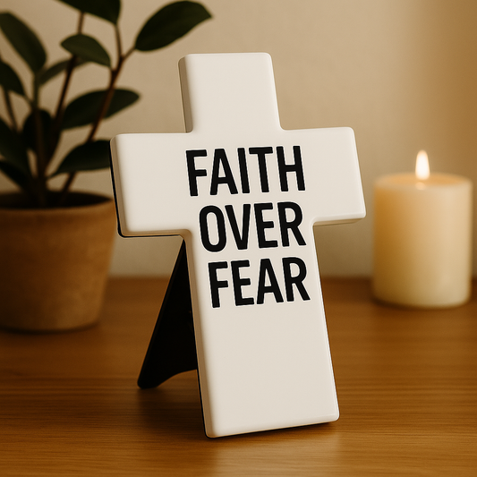 Keramisch Frame Kruis – Wit Glanzend (Personaliseerbaar)