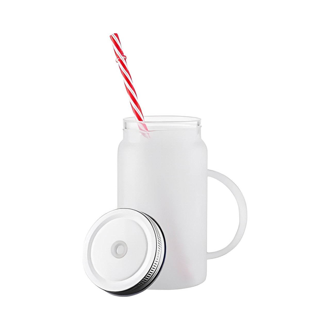 Gepersonaliseerde Mason Jar 500 ml – Frosted Glas met Deksel & Rietje