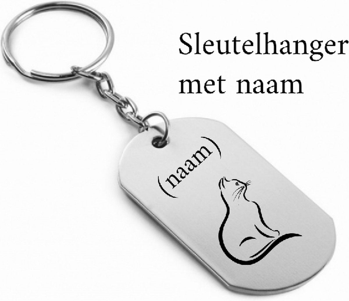 Katten sleutelhanger met naam