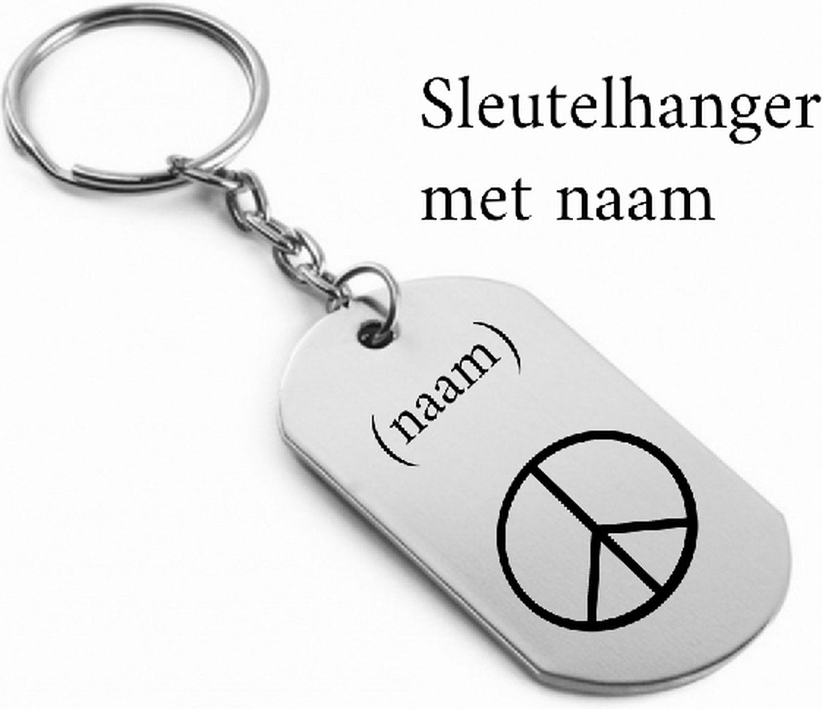 Peace sleutelhanger met naam