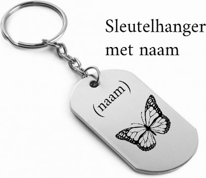 Vlinder sleutelhanger met naam