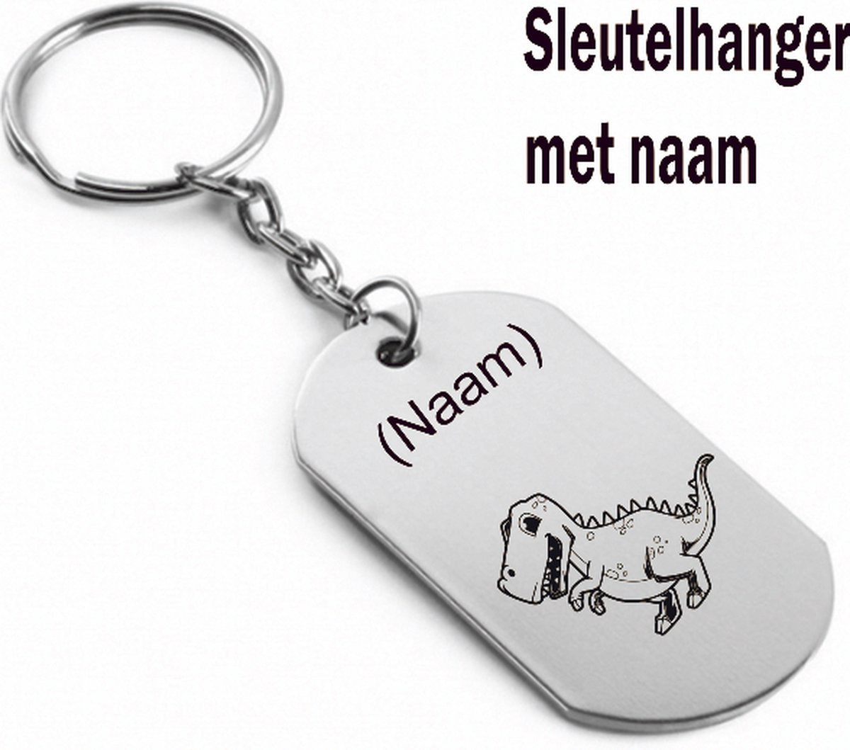 Dinosaurus sleutelhanger met naam