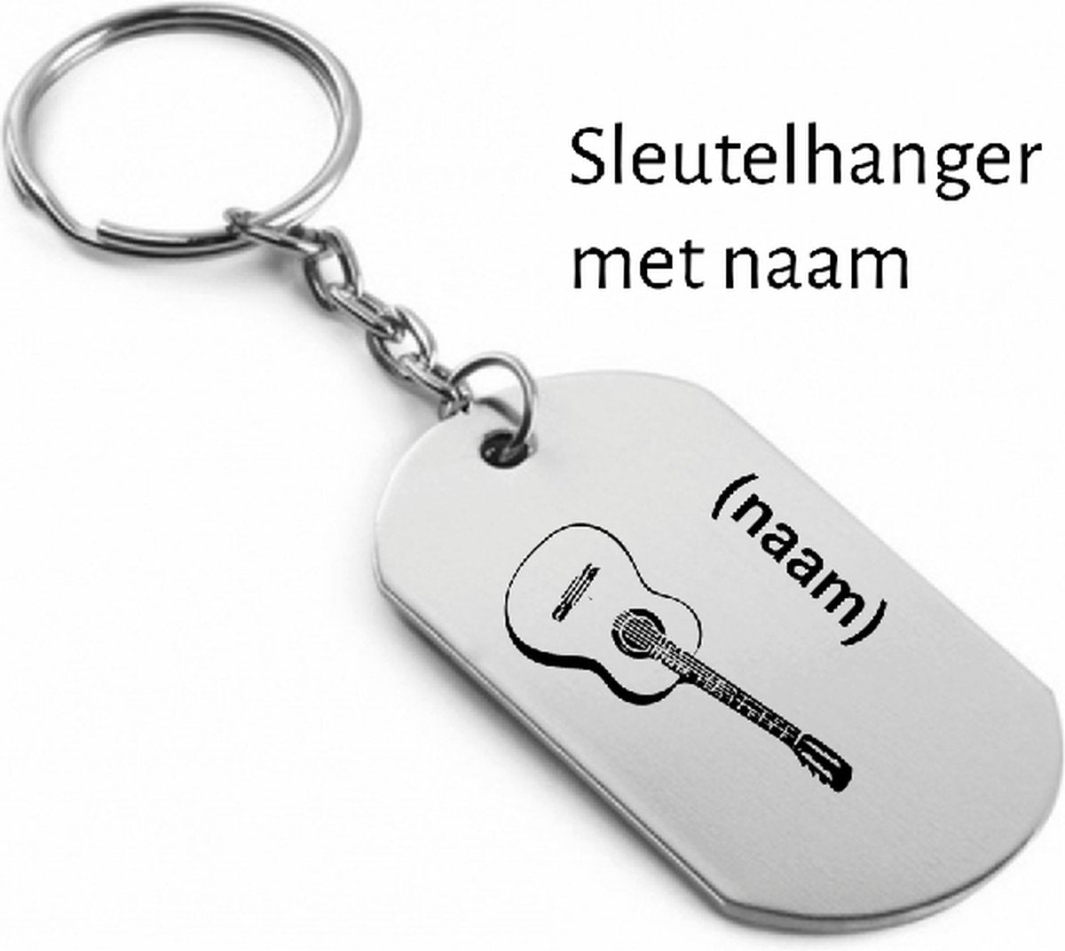 Gitaar sleutelhanger met naam