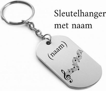 Muziek sleutelhanger met naam