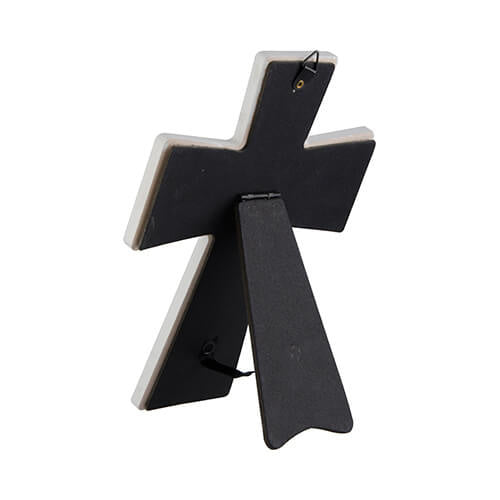 Keramisch Frame Kruis – Wit Glanzend (Personaliseerbaar)